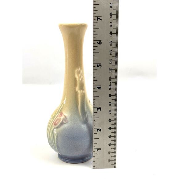 VTG Hull Art Pottery Tulip Blue Jardiniere Vase Planter Art Deco USA 6.75" - Picture 4 of 13